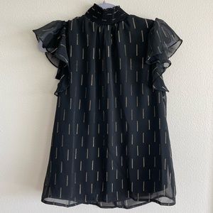 CeCe Black and Gold Sleeveless Blouse